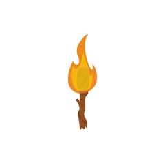 Vector illustration of a torch with a flame burning on a wooden snag.
