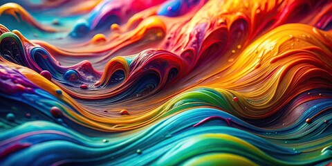 Depth of Field colorful fluid paint background making waves