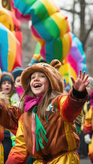 Fototapeta premium Vibrant Groundhog Day Parade with Colorful Costumes and Giant Balloons for Festive Celebrations