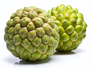 Obraz premium Ripe Sugar Apple Fruits Annona Squamosa on White Background - Macro Photography