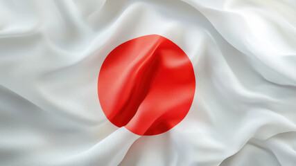 Flag of Japan, close up of rippled satin flag.