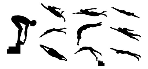 swimming man vector set