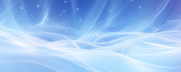 Obraz premium Abstract soft gradient background with flowing curves in shades of blue and white. Gentle wave-like patterns create serene, dreamy atmosphere with subtle glow, evoking tranquility and peacefulness