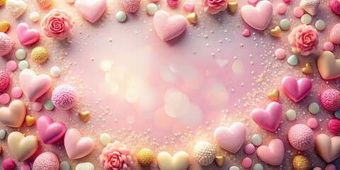 Romantic Panoramic Background for Valentine&rsquo;s Day Cards with Heart Frame Design