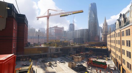 Modern Construction Site Under Development in Cityscape