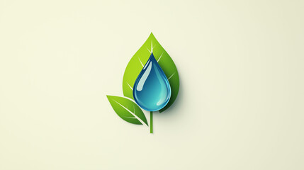 Eco-friendly gas station logo featuring a blue water droplet against a green leaf design, representing sustainability and clean energy