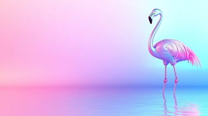 A neon sign shaped like a flamingo, isolated on white, with glowing pink light