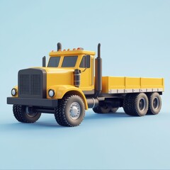 Detailed 3D icon of a flatbed truck, showcasing its cargo capacity and robust design, isolated against a clean backdrop