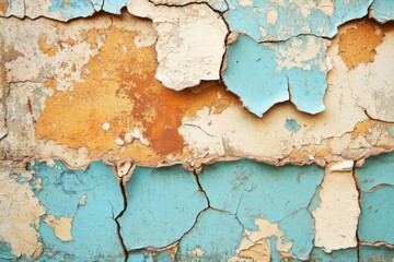 Obraz premium Cracked and Chipped Paint on a Weathered Wall