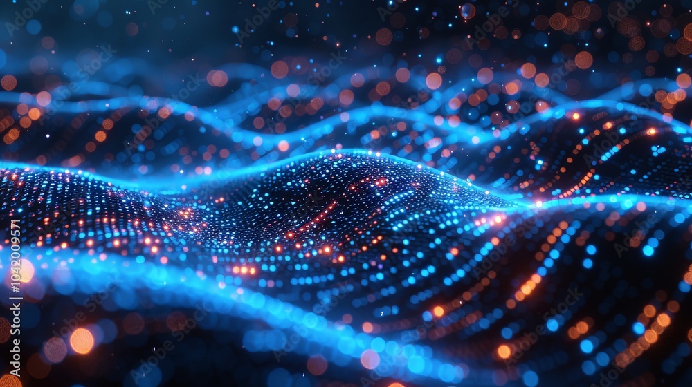 Aufkleber Blue and orange lights intersect on a dark abstract background, creating a vibrant and dynamic visual display.