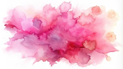 Fototapeta premium Abstract pink watercolor on white background. The color splashing on the paper. Fantasy smooth light pink, purple shades and blue watercolor paper textured illustration for grunge 