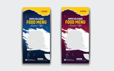 Food Roll up banner design for business, restaurant menu and offer banner 