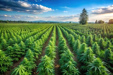 weed in green soybean field during early spring