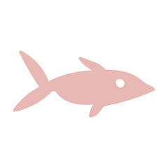 Fish Boho Style Icon. Simple Aesthethic Hand Drawn Vector Illustration.