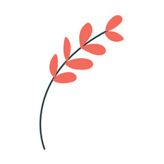 Red Leaf Plant Boho Style Icon. Simple Aesthethic Hand Drawn Vector Illustration.