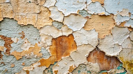 Obraz premium Weathered cracked plaster background with peeling paint texture