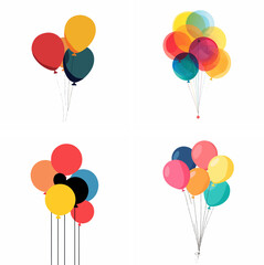 Obraz premium Balloons isolated on white green balloons balloons sky balloons blue balloons confetti hot air