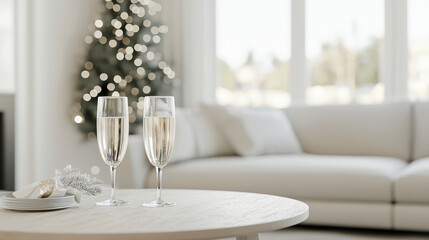 Empty Living Room Staged with New Year Party Decorations