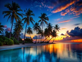 Obraz premium Serene Solitude on a Remote Island Beach with Turquoise Waters and Palm Trees