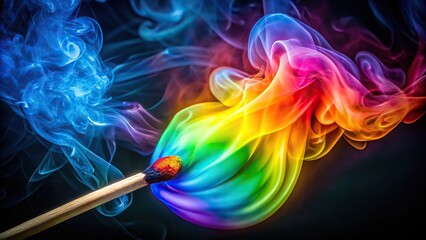 Colorful burst of flames from asymmetrical matchsticks, igniting creativity and imagination