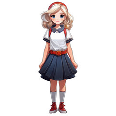 girl character cartoon ; isolated image; high quality photo, full body