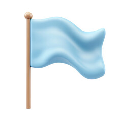 Pastel blue flag 3d icon PNG, cartoon style minimal on transparent, isolate on white background