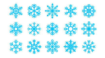 Blue Snowflake vector icon set, Isolate Freeze, Cool and Winter Graphic elements, Christmas, New year's Ornaments, Decoration elements cut out, vector stock