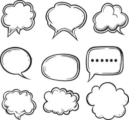 Hand-drawn speech bubble or chat bubble. Speech bubble sketch vector illustration