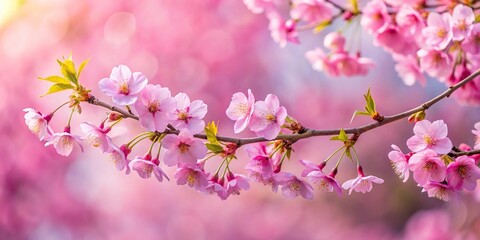 Obraz premium Pink cherry blossoms in full bloom on a branch