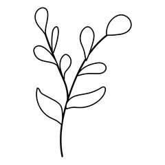 Leaf Rounded Icon. Boho Outline Vector Illustration Style.