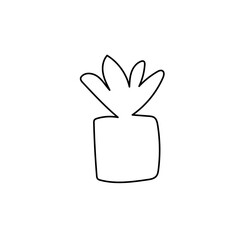 Pinneaple Icon. Boho Outline Vector Illustration Style.