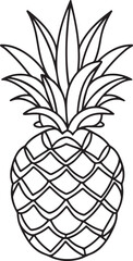 Obraz premium Tropical Pineapple Icons, Black and White Vector Collection, Tropical Fruit Vector Silhouettes. 