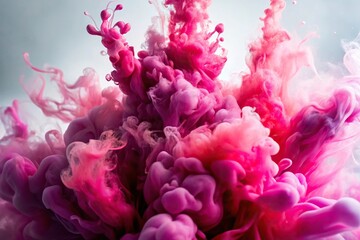 Obraz premium Pink color explosion with colorful ink in water creating an abstract background