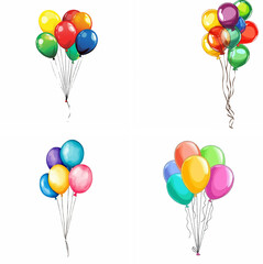 Naklejka premium Balloons isolated on white green balloons balloons sky balloons blue balloons confetti hot air