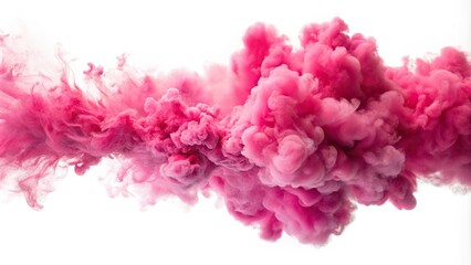 Pink explosion of smoke on white background