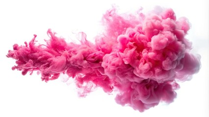Obraz premium Pink explosion smoke isolated on a white background point of view