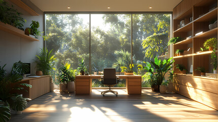 A peaceful, 3D-rendered wellness retreat featuring Zen garden elements like smooth rocks and raked sand, arranged in repeating concentric circles.