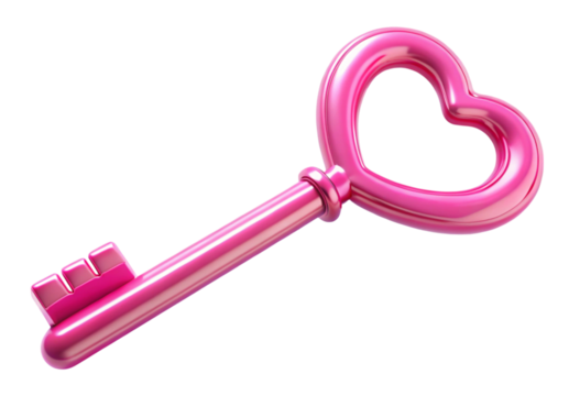  pink heart key png valentine s 3d element isolat png