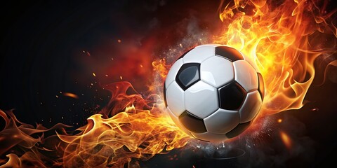 Naklejka premium Soccer Ball with Flames and Fire - Dynamic Sports Action Imagery for Passionate Fans and Athletes
