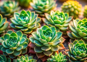 Fototapeta premium Soft Green Succulents in Tilt-Shift Photography for a Fresh Aesthetic Background