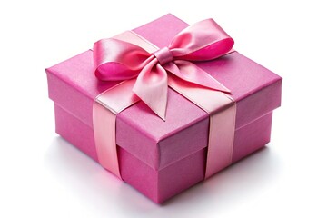 Obraz premium Pink gift box with bow and background isolated at a tilted angle