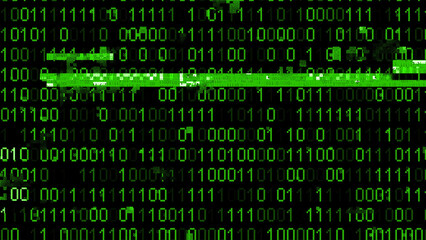 Obraz premium Perspective wall of binary code digital pattern background