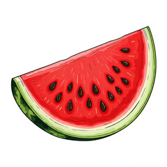 watermelon slice summer fruit cartoon illustration