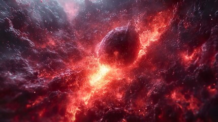 Cosmic Fire: A Nebula Explodes in a Symphony of Red and Orange