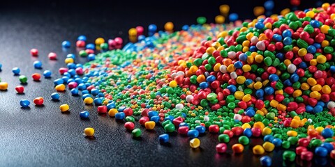 Naklejka premium Colorful plastic pellets on black background