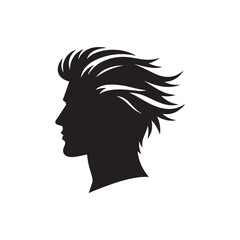 Black Color Man Hairstyle silhouette design Vector Illustration, Solid White Background 2.eps