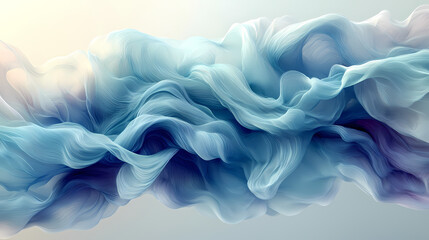 An abstract digital art piece designed for social media, featuring fluid, wavy lines in soft gradients of blues and greens. 