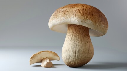 Mushroom depicted on a plain background, beautiful fungi macro. Background placid, mushroom vivid.