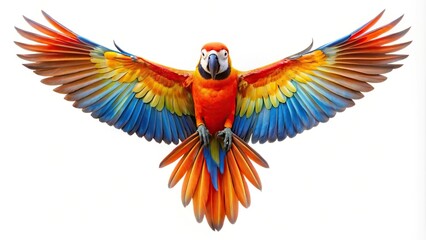 Fototapeta premium Colorful flying parrot isolated on white