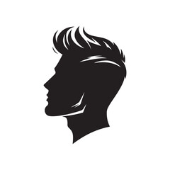 Black Color Man Hairstyle silhouette design Vector Illustration, Solid White Background 13.eps